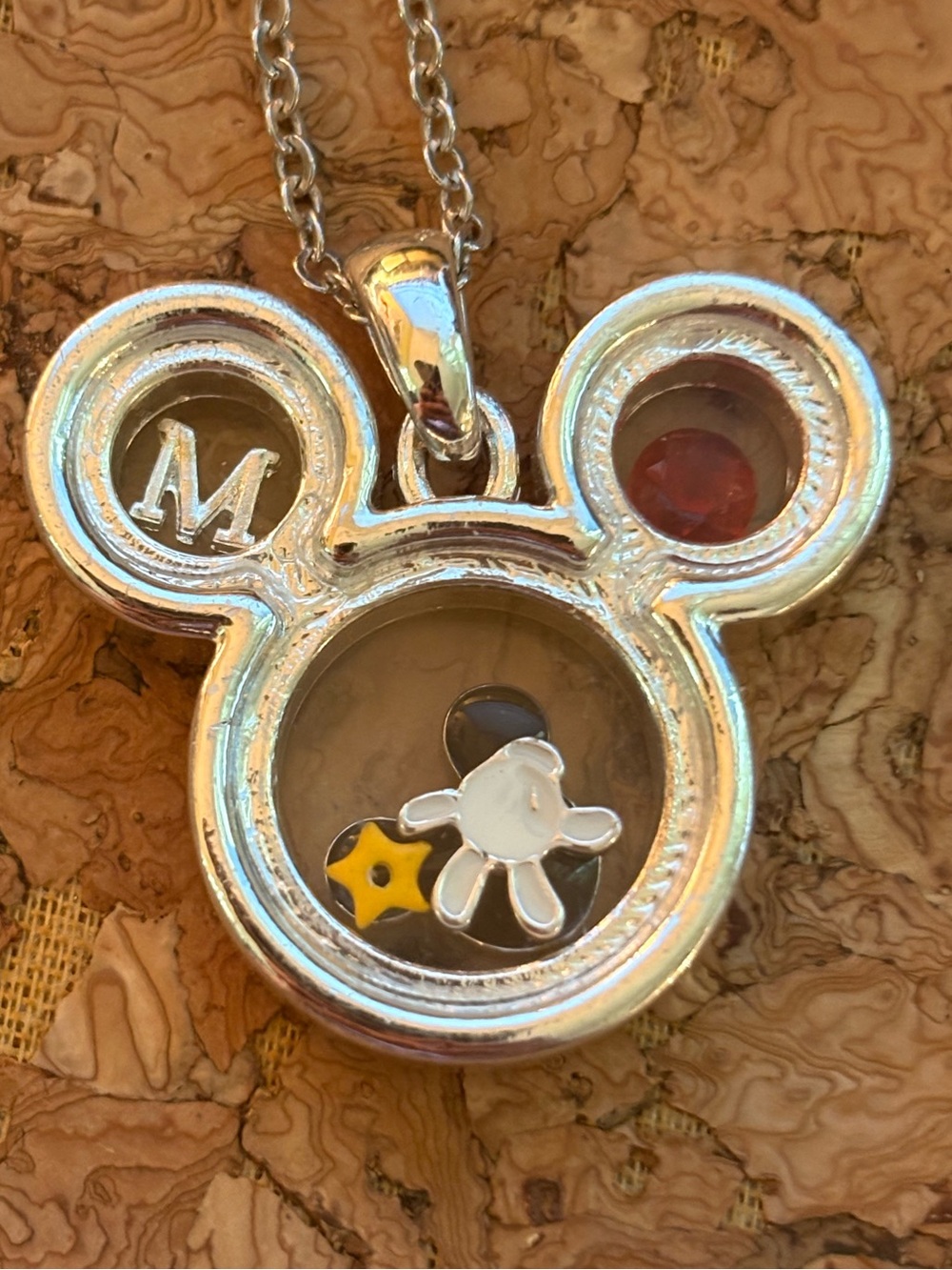 Silver Tone Mickey Mouse Necklace with Charms